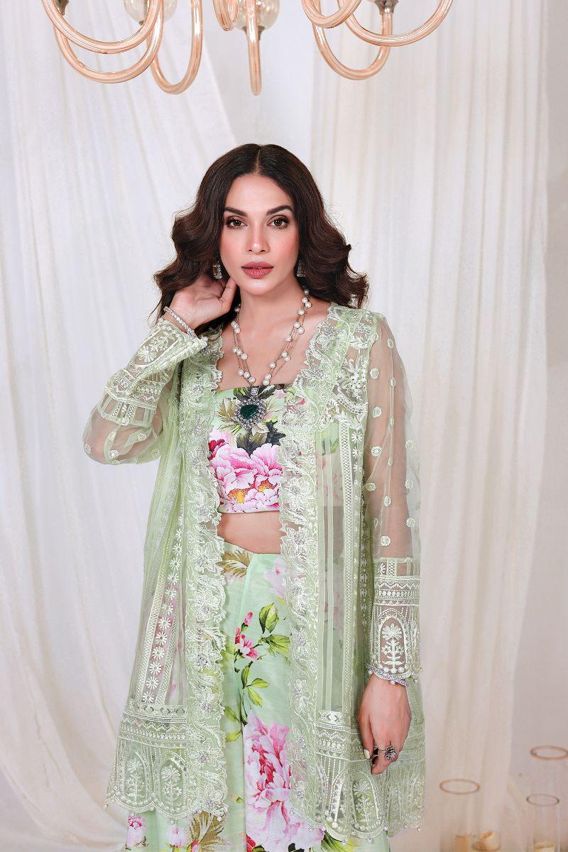 Reema Ahsan - NURAY - Organza  - Lime green  - 4 Piece