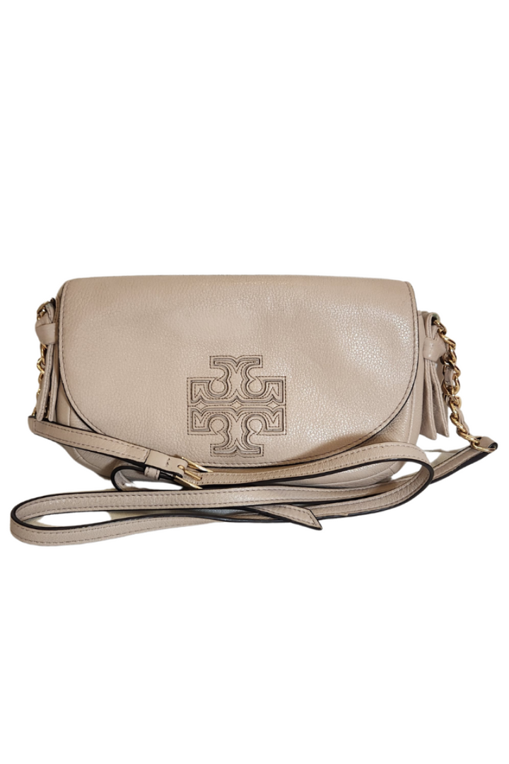 Pre-Loved Treasures - Tory Burch Beige Leather Harper Crossbody Bag