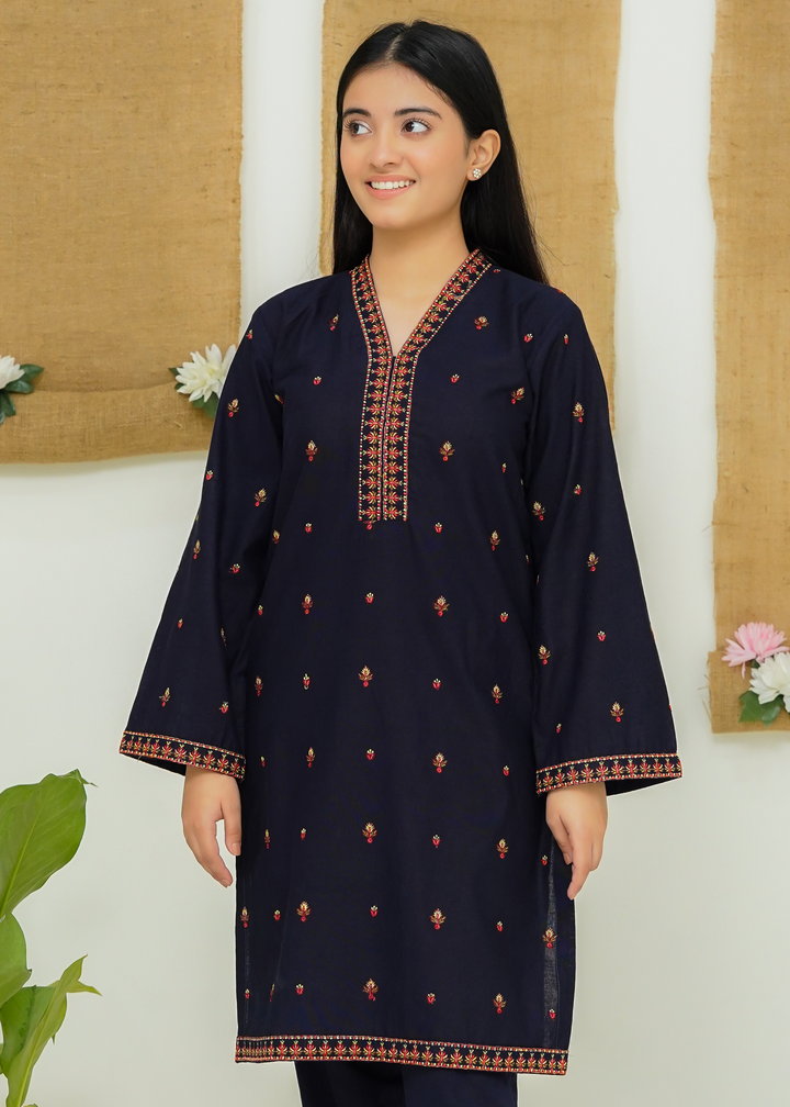 Modest - Dusk - Navy Blue - Khaddar - Girls 2 Piece Suit