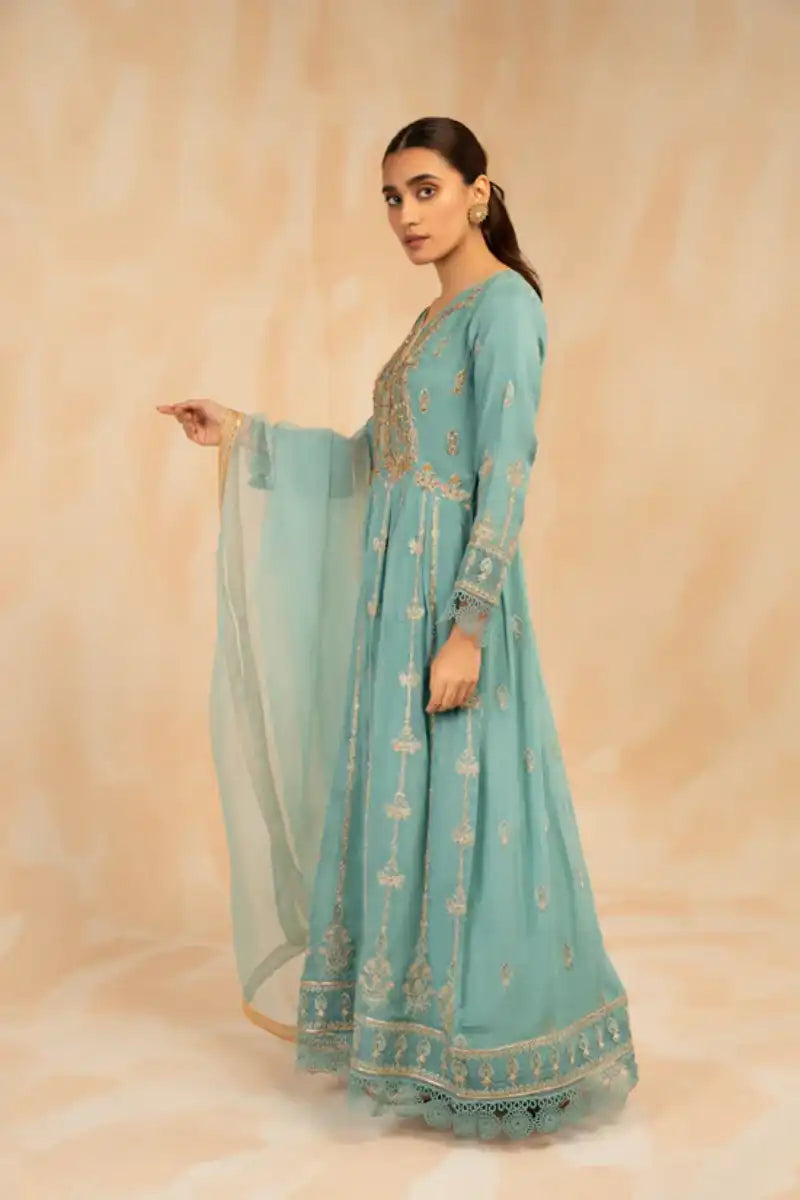 Sarajahan - BlueBell - Chiffon - Blue - 3 Piece