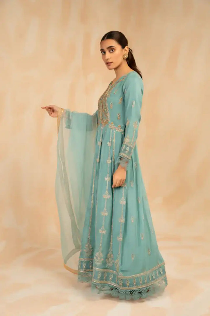 Sarajahan - BlueBell - Chiffon - Blue - 3 Piece