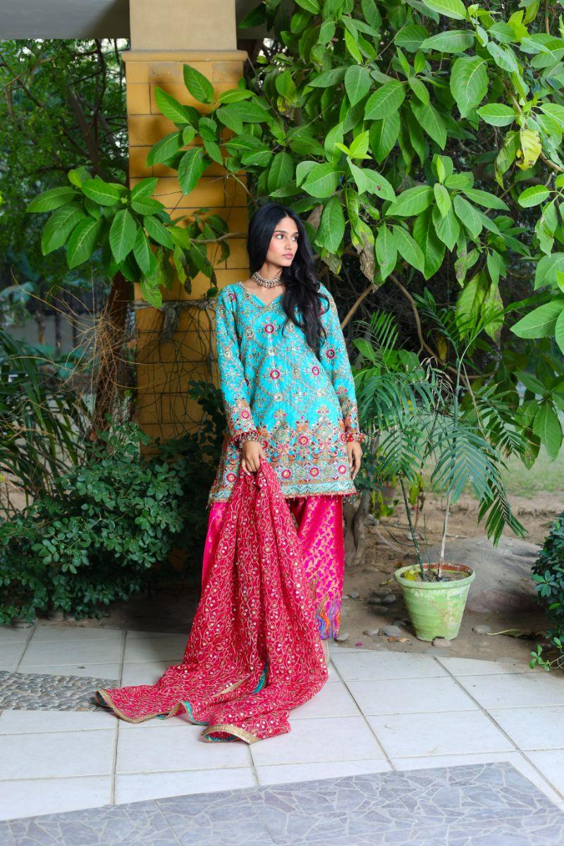 Huma Adnan - Afreen - Organza - Fuchsia  - 3 Piece