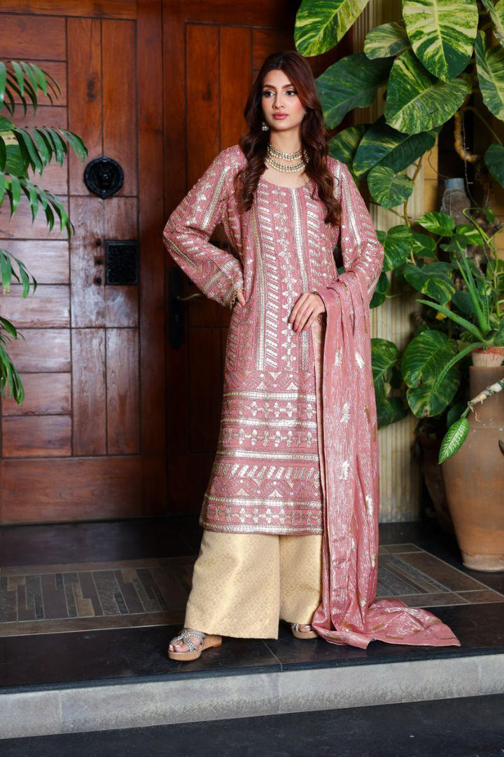 Huma Adnan - Afsaana - Chiffon - Tea Pink - 3 Piece