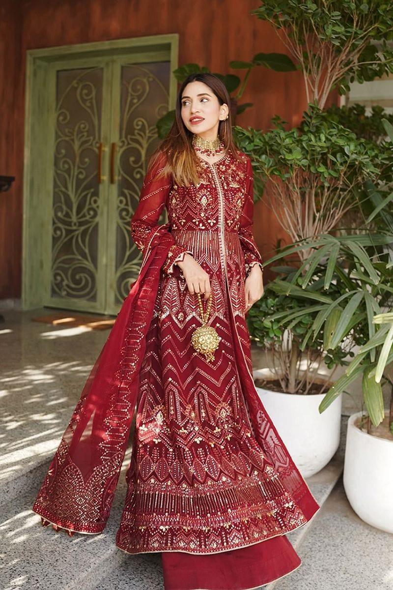 Fozia Khalid - AMORA - Maroon - Embroidered - Pishwas - 4 Piece - Studio by TCS