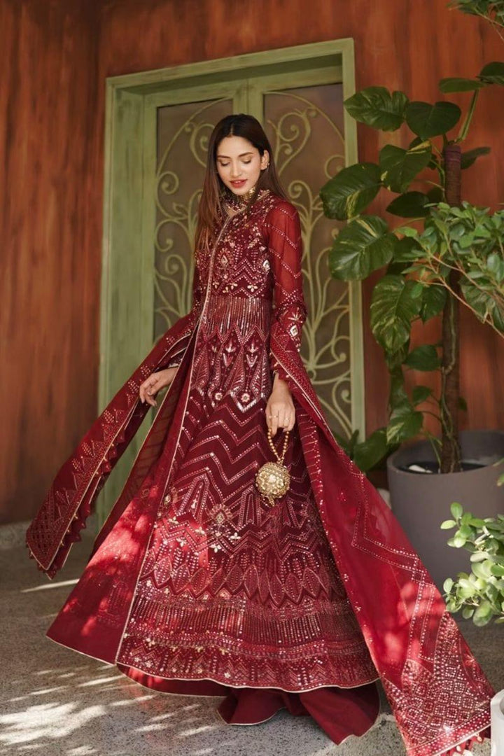 Fozia Khalid - AMORA - Maroon - Embroidered - Pishwas - 4 Piece - Studio by TCS