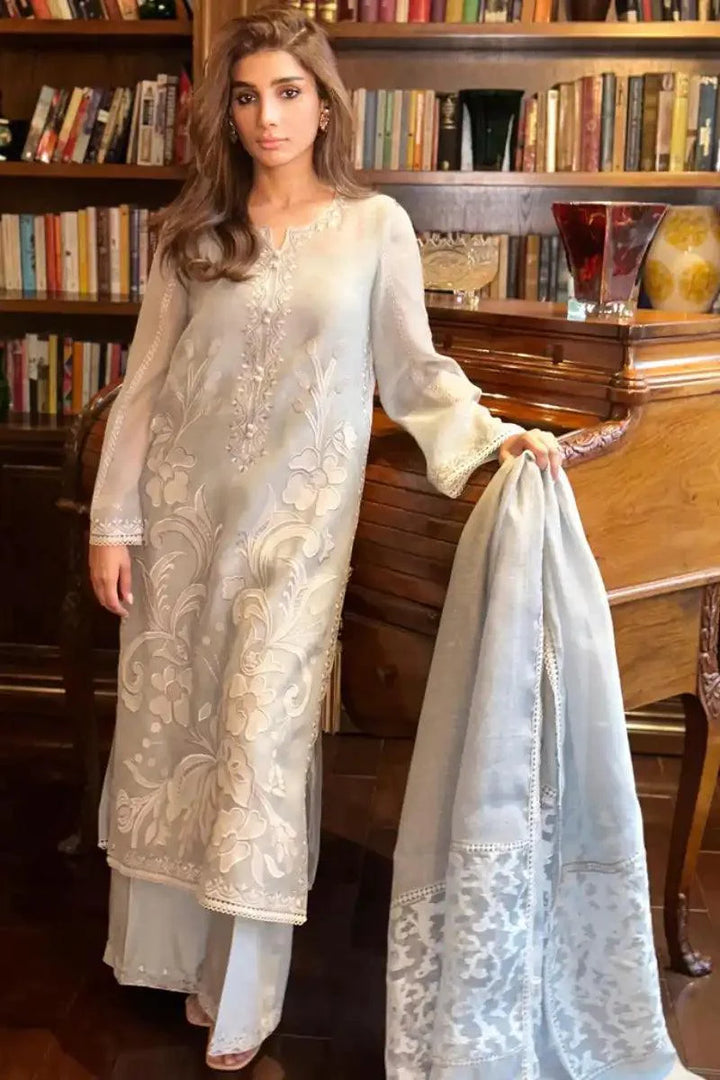 Maheen Trends - ASHEN AURA - Steel Grey - Karandi Organza - 3 Piece