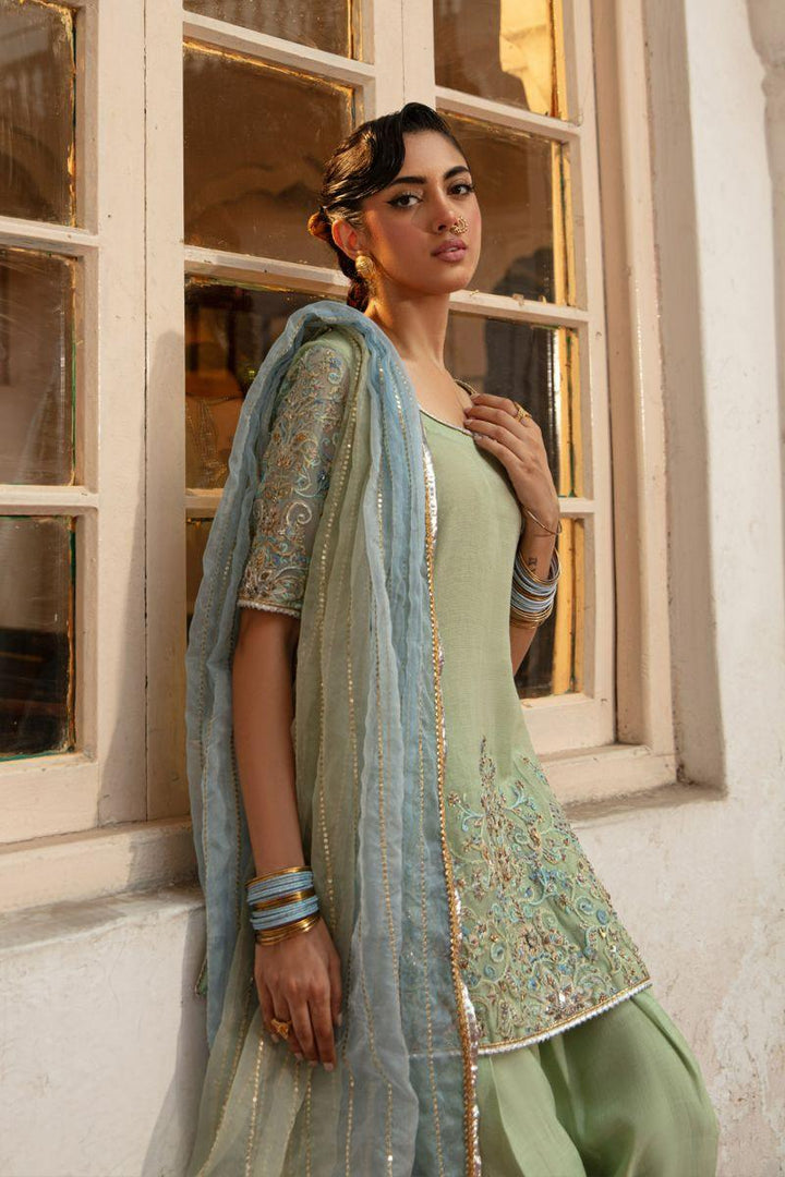 Nilofer Shahid - Adeena - Maansi - Mint Green - Khadi net - 3 Piece