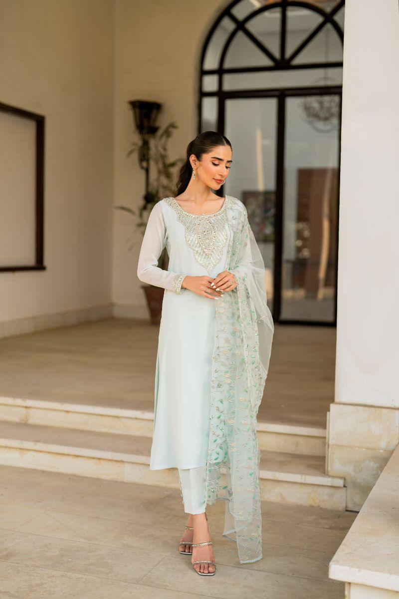 Natasha Kamal - Adele - aqua - Georgette lined with crepe de chin - 3 Piece