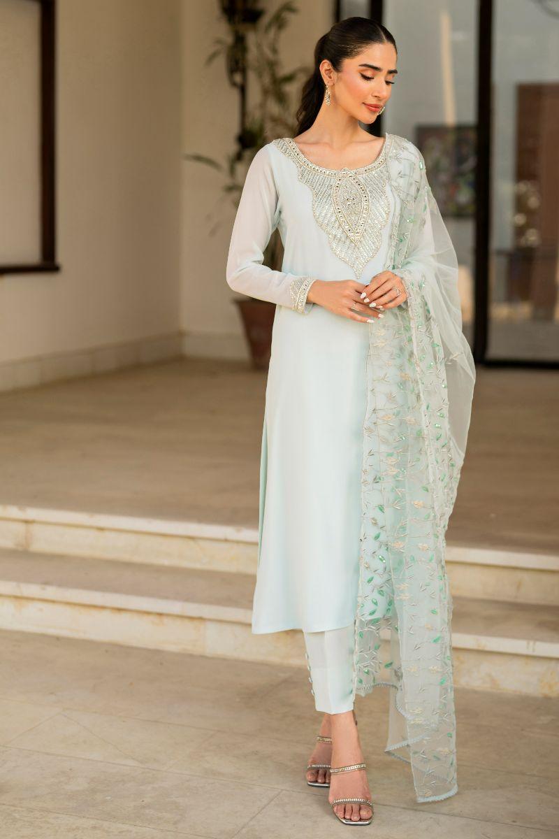 Natasha Kamal - Adele - aqua - Georgette lined with crepe de chin - 3 Piece