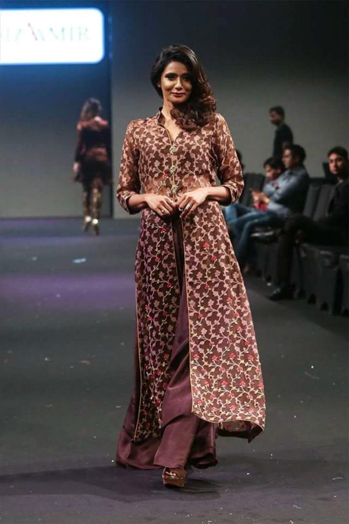 Sadia Aamir - Agate berry - Brown - Organza & Silk - 2 Piece - Studio by TCS