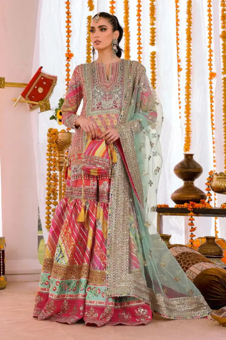 Reema Ahsan - Amal  - Shamoos silk & Net - Multi & Green - 3 Piece