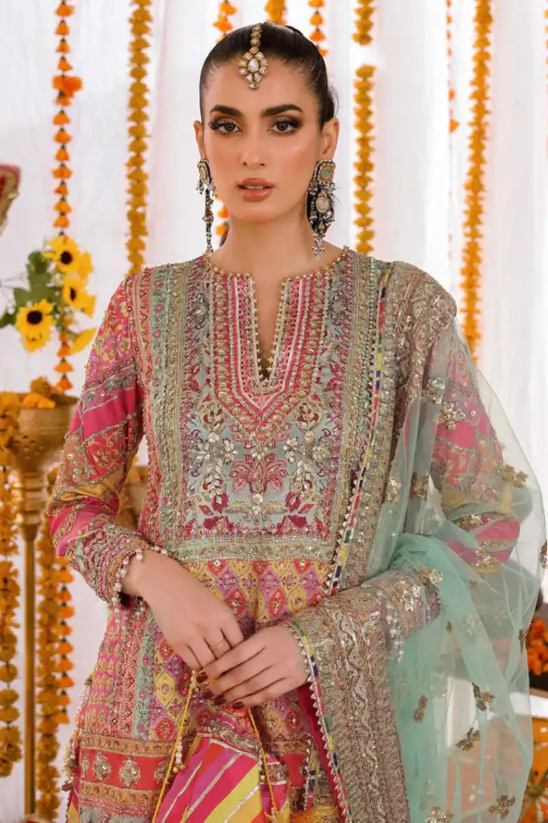 Reema Ahsan - Amal  - Shamoos silk & Net - Multi & Green - 3 Piece