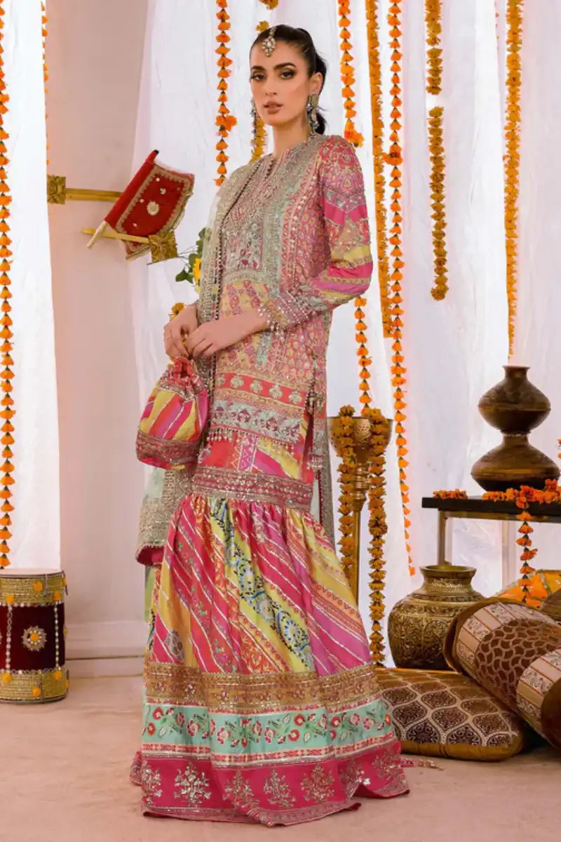 Reema Ahsan - Amal  - Shamoos silk & Net - Multi & Green - 3 Piece