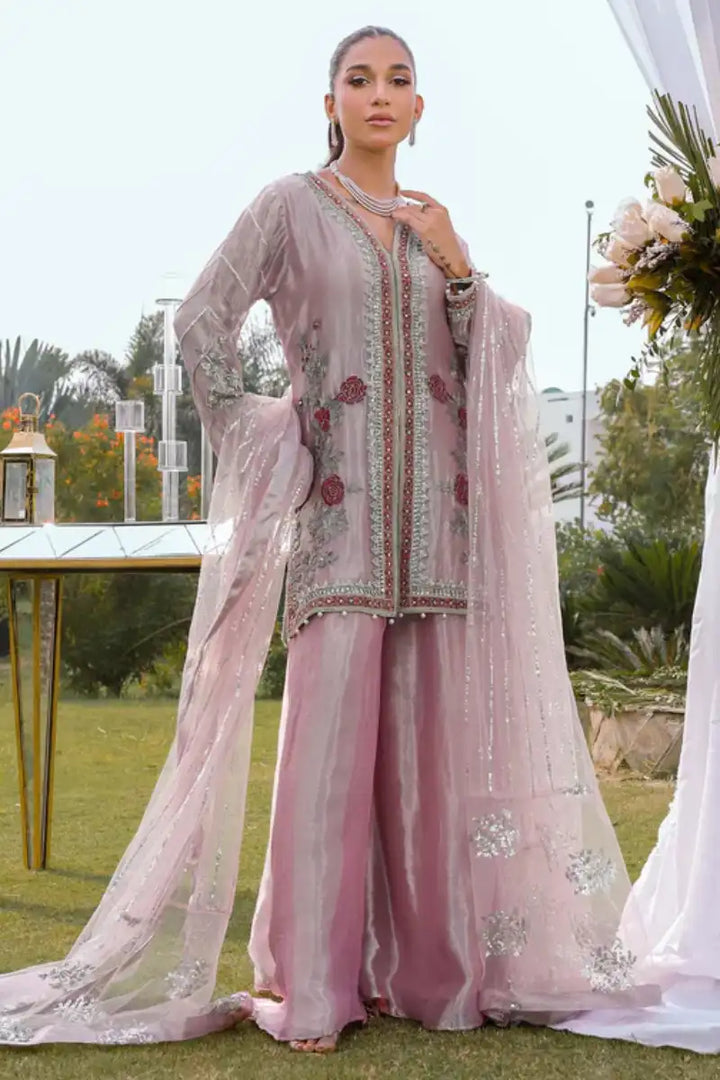 Reema Ahsan - Anamta - Tissue & Net - Rose pink  - 3 Piece