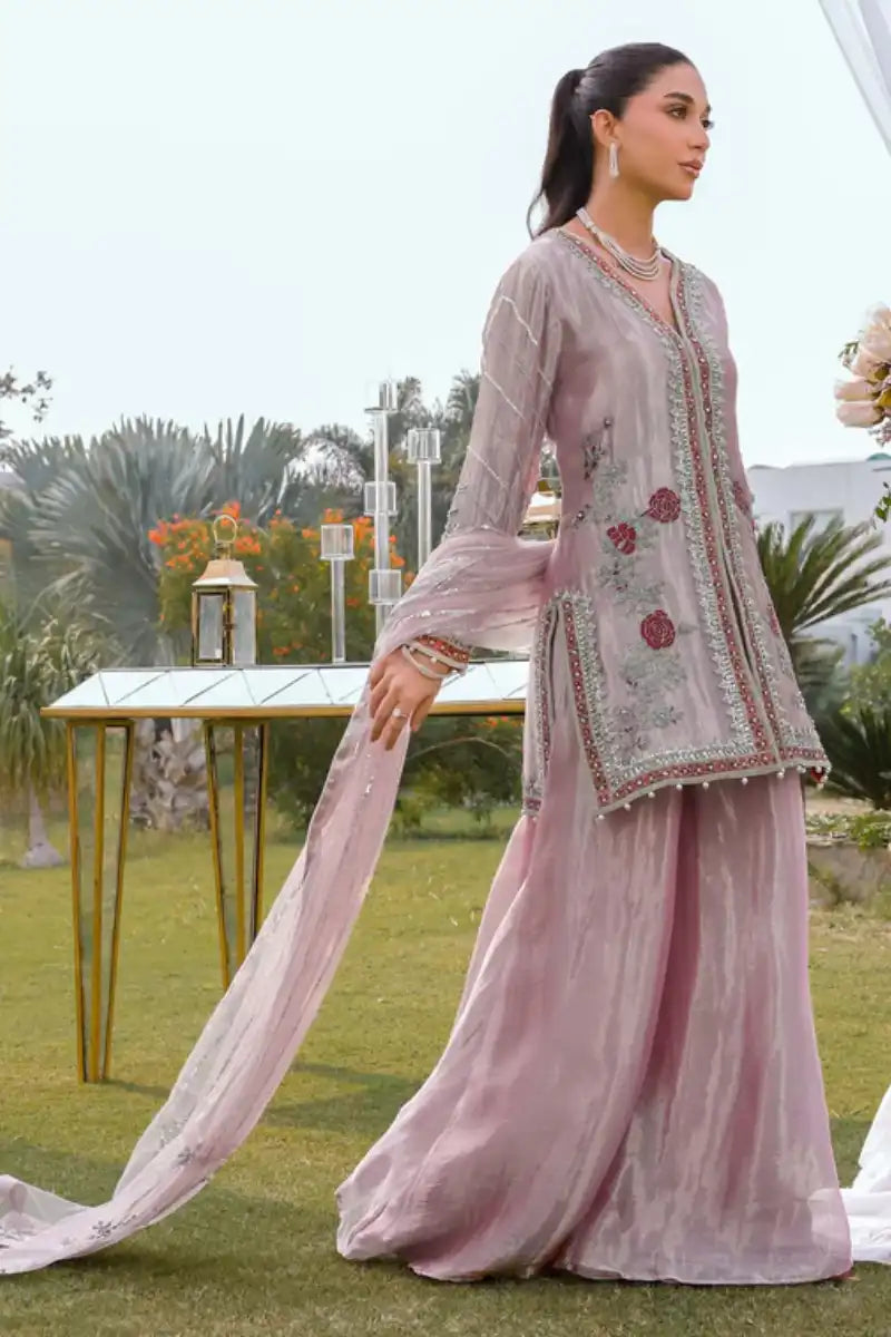 Reema Ahsan - Anamta - Tissue & Net - Rose pink  - 3 Piece