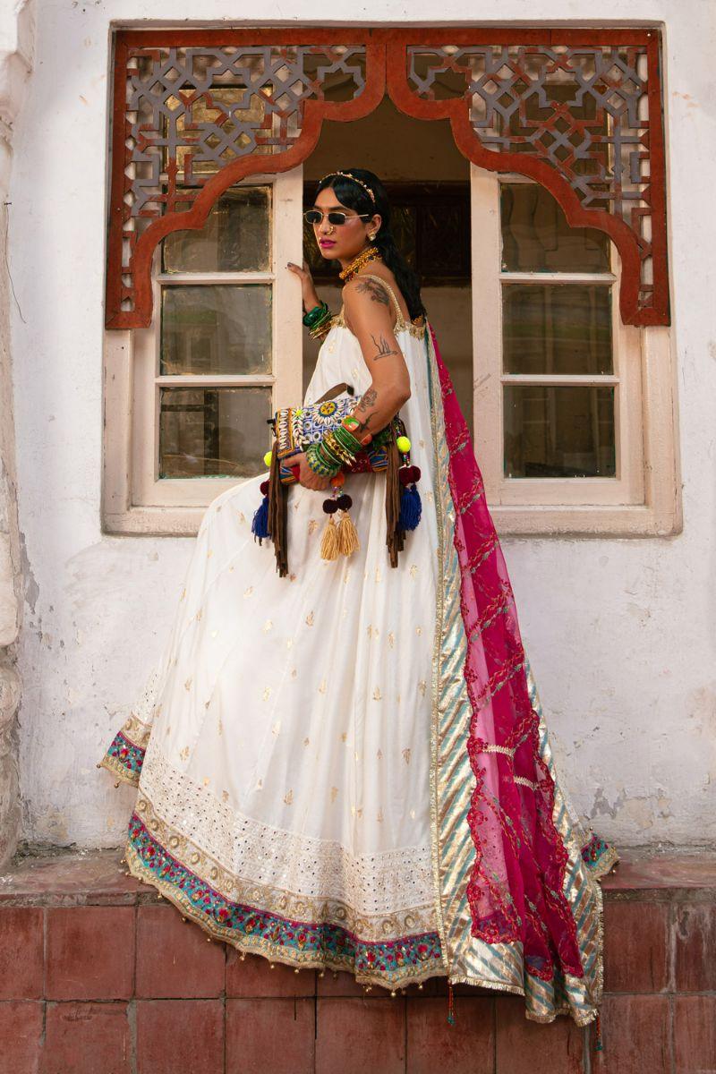 Nilofer Shahid - Anika - Maansi - Cotton Net - White - 2 Piece