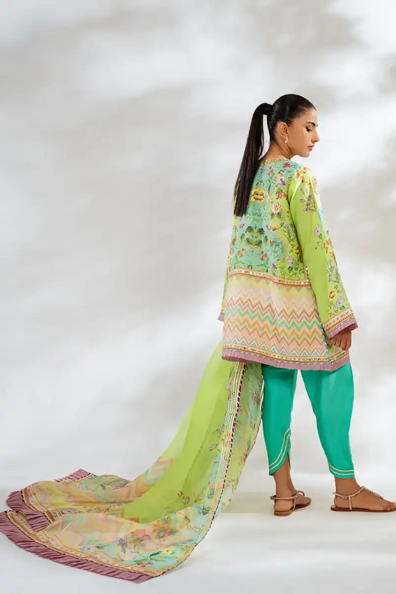 Sania Maskatiya - Anousha - Khadi Silk, PureRawSilk & Organza - Turquoise - Shirt , Dupatta & Shalwar - 3 Piece