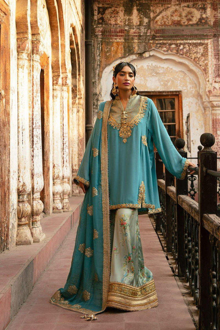 Nilofer Shahid - Aria - Maansi - Blue - Georgette Chiffon - 3 Piece