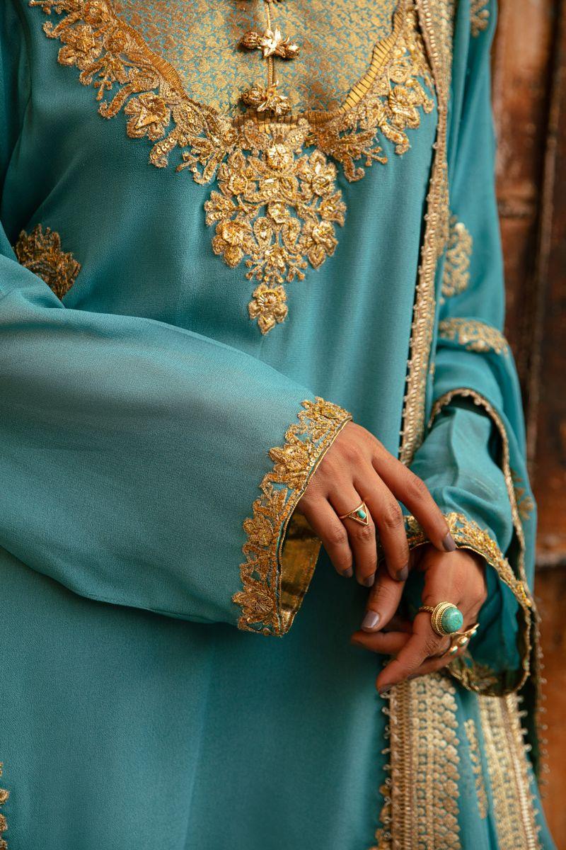 Nilofer Shahid - Aria - Maansi - Blue - Georgette Chiffon - 3 Piece