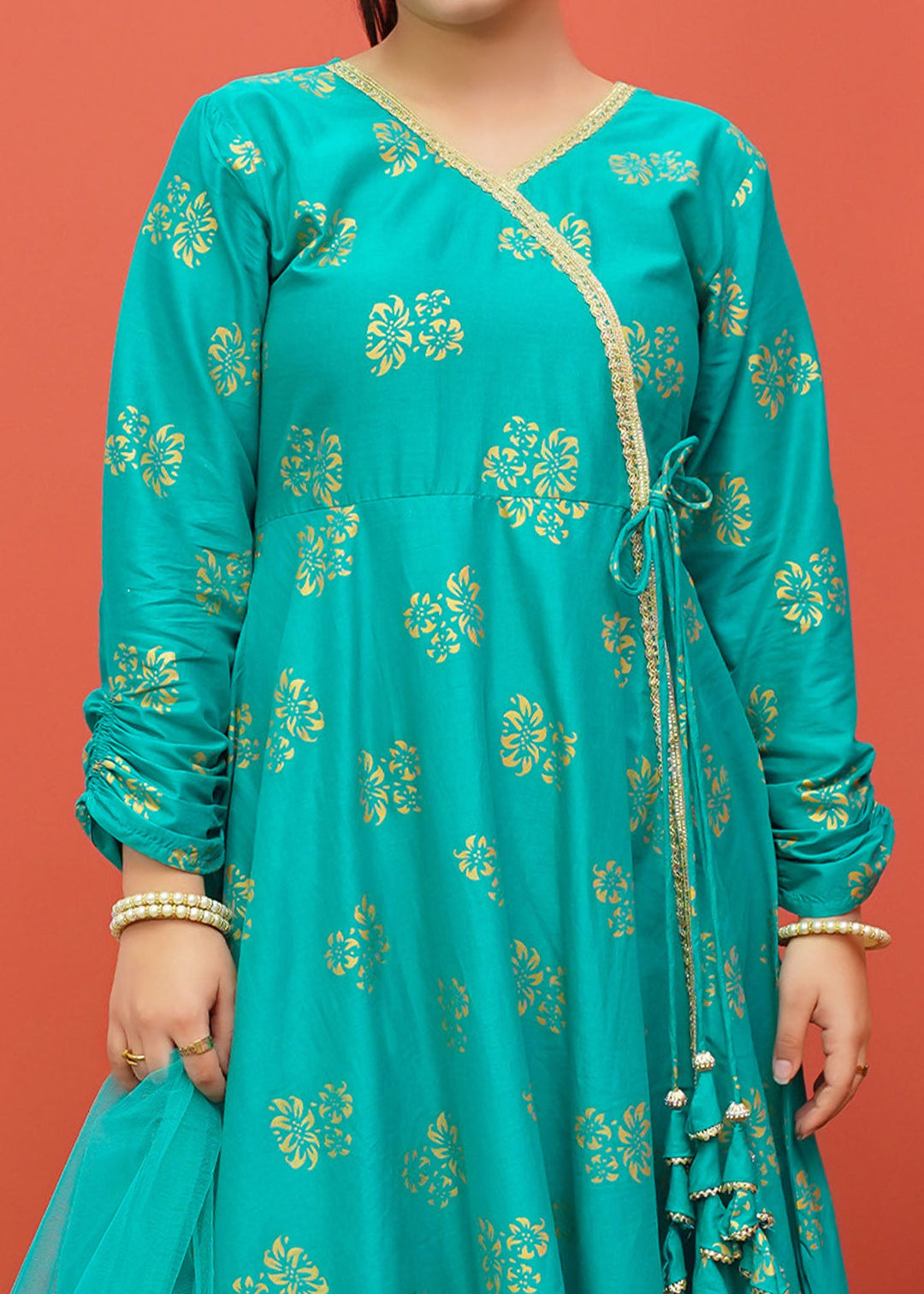 Modest - Green Cambric Printed 3 Piece Suit | 8445