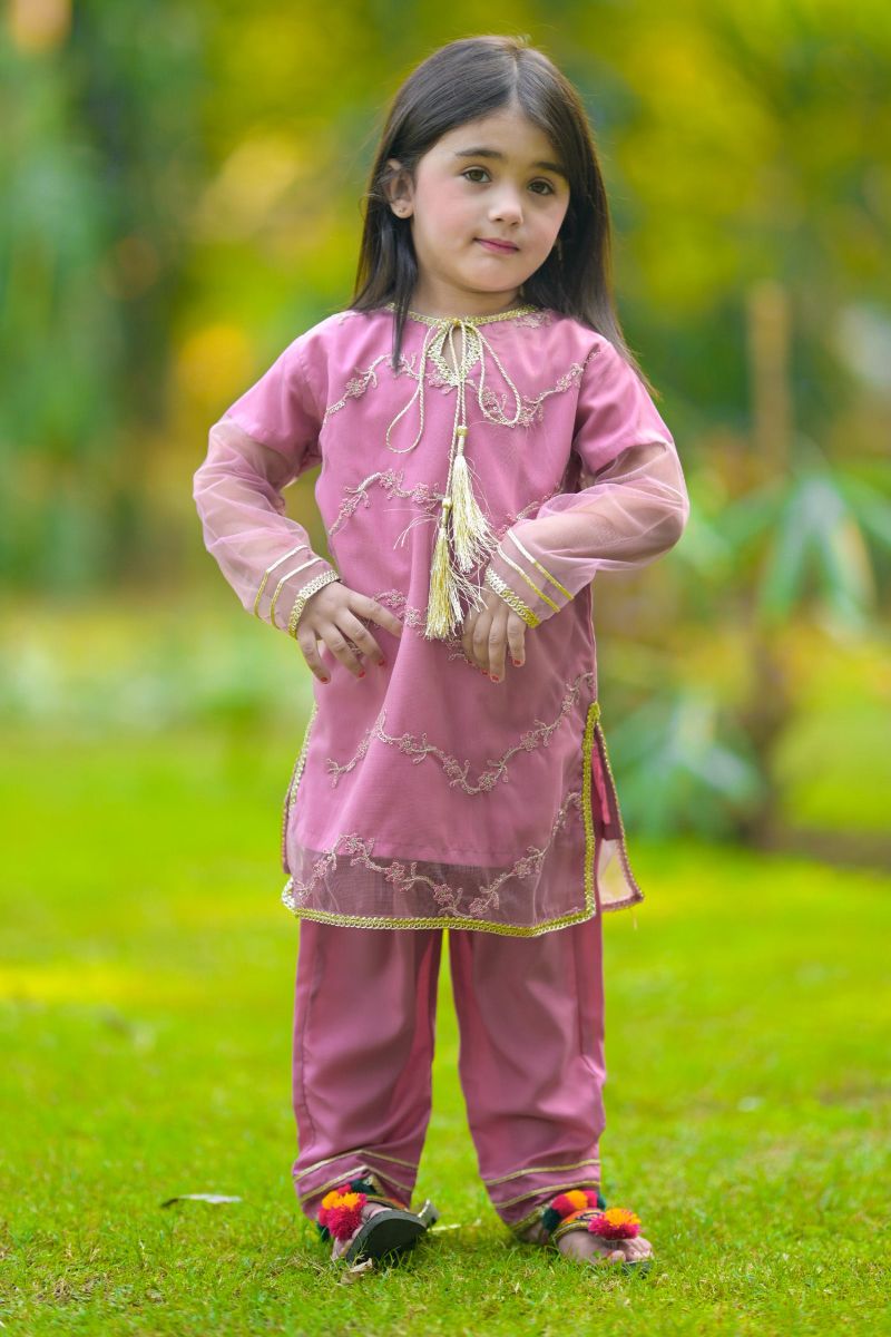 Modest - Noor - Net - Pink - Girls 2 Piece Suit