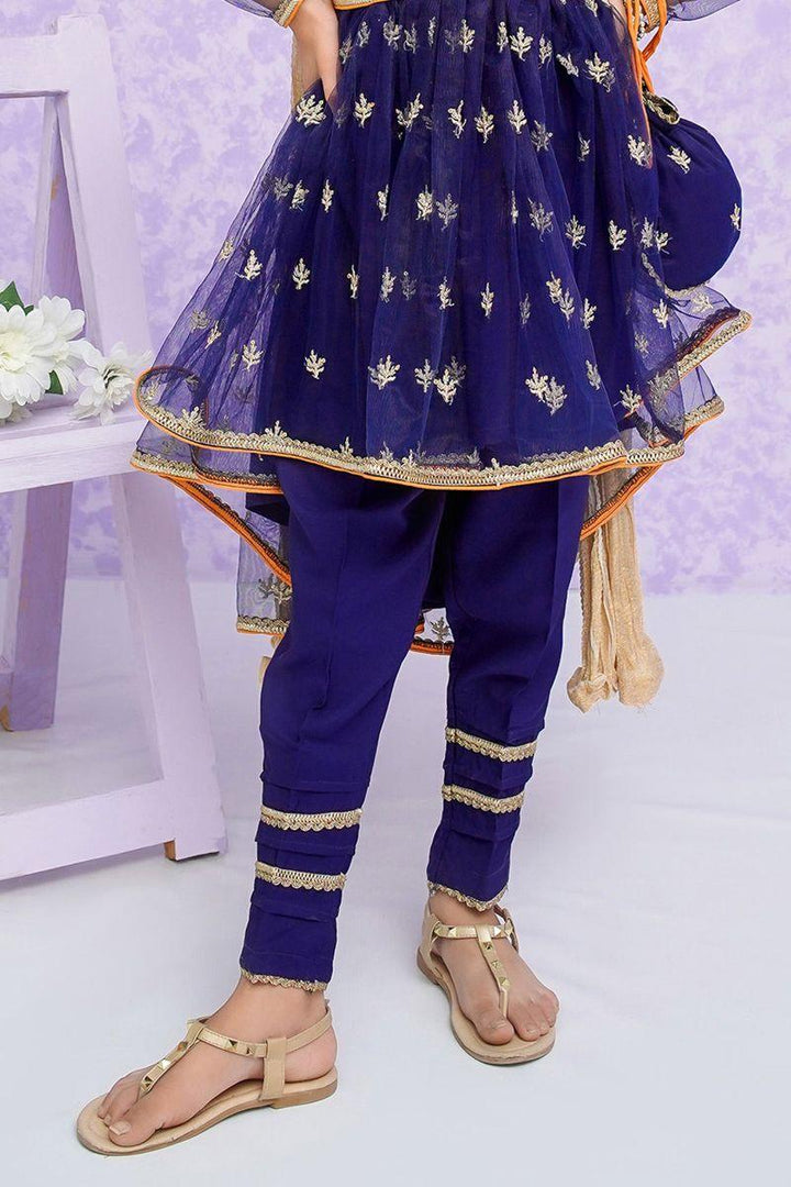 Modest - Zahri - Kids - Navy Blue - Net - Girls 3 Piece Suit