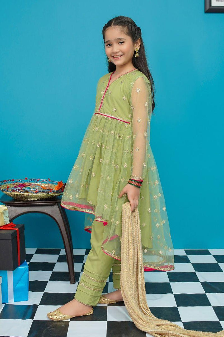 Modest - Menah - Green - Net - Girls 3 Piece Suit