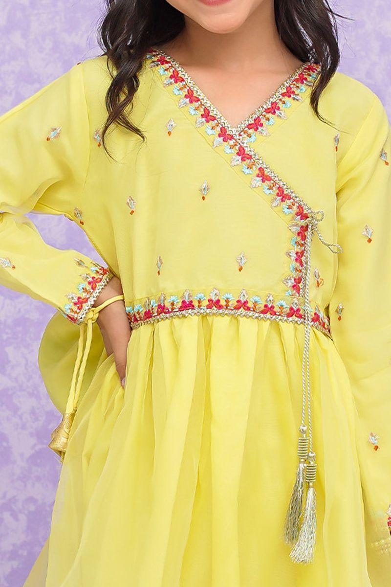 Modest - Mehjabeen - Lemon - Organza - Girls 3 Piece Suit