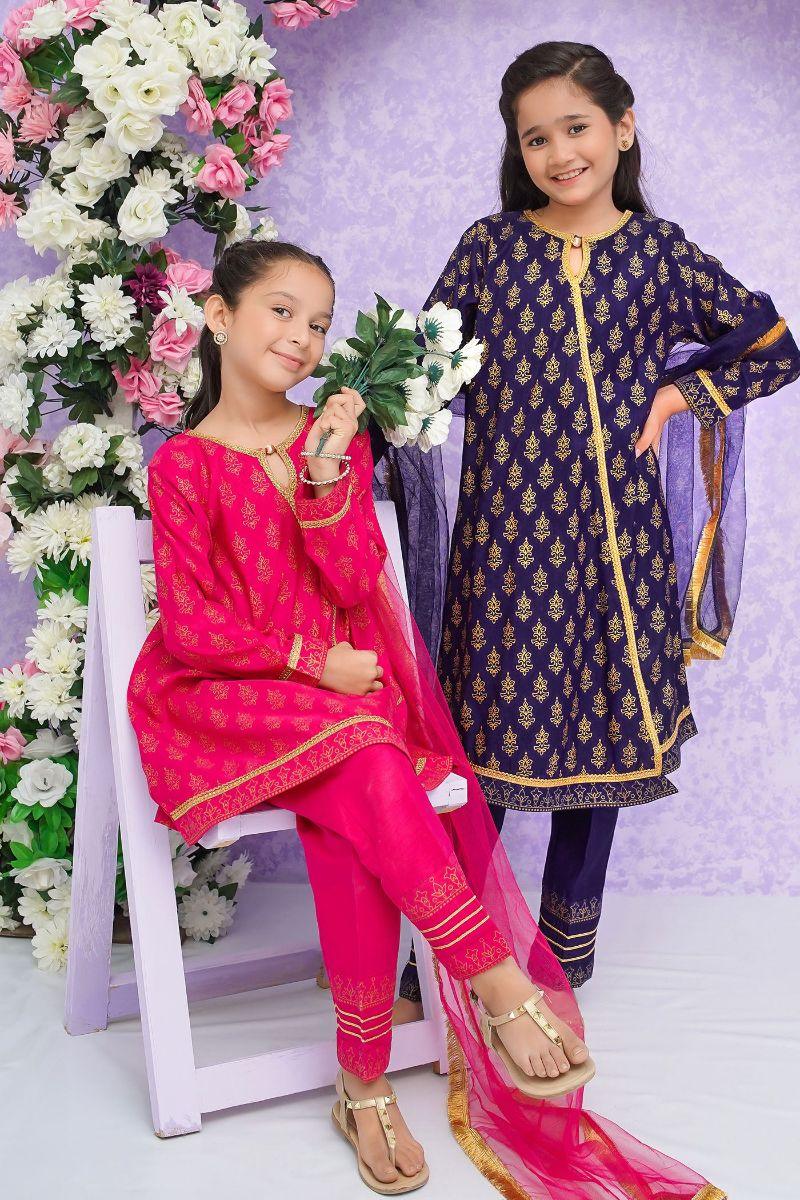 Modest - Zareen - Blue - Rawsilk - Girls 3 Piece Suit