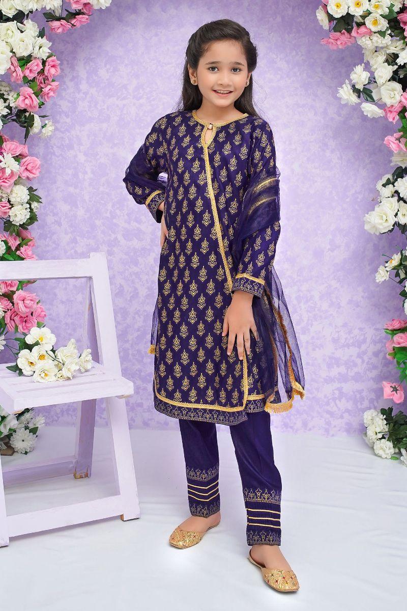 Modest - Zareen - Blue - Rawsilk - Girls 3 Piece Suit