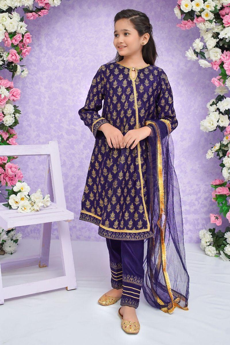 Modest - Zareen - Blue - Rawsilk - Girls 3 Piece Suit