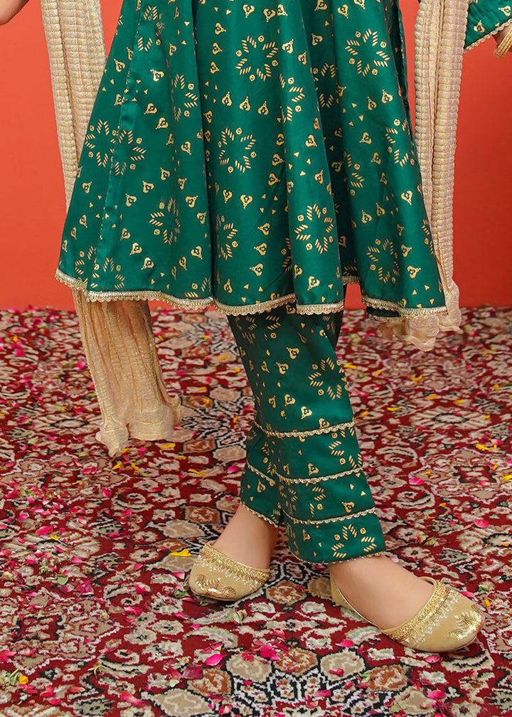 Modest - Green Cambric Printed 3 Piece Suit | 8525