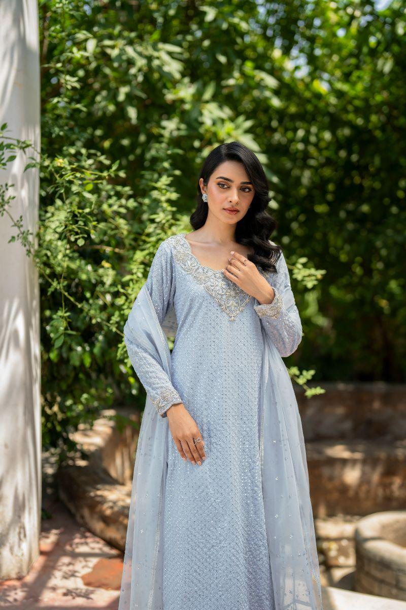 Natasha Kamal - Aster - light blue - Georgette lined with crepe de chin - 3 Piece