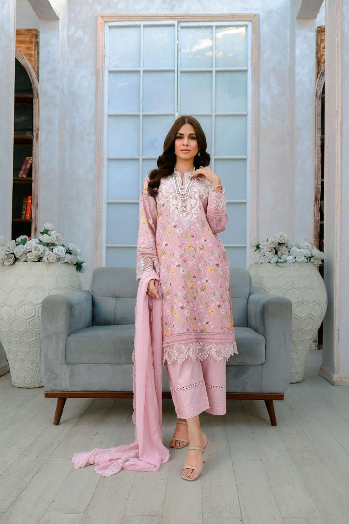 Reema Ahsan - Ayla  - Lawn & Chiffon - Pastel pink - 3 Piece