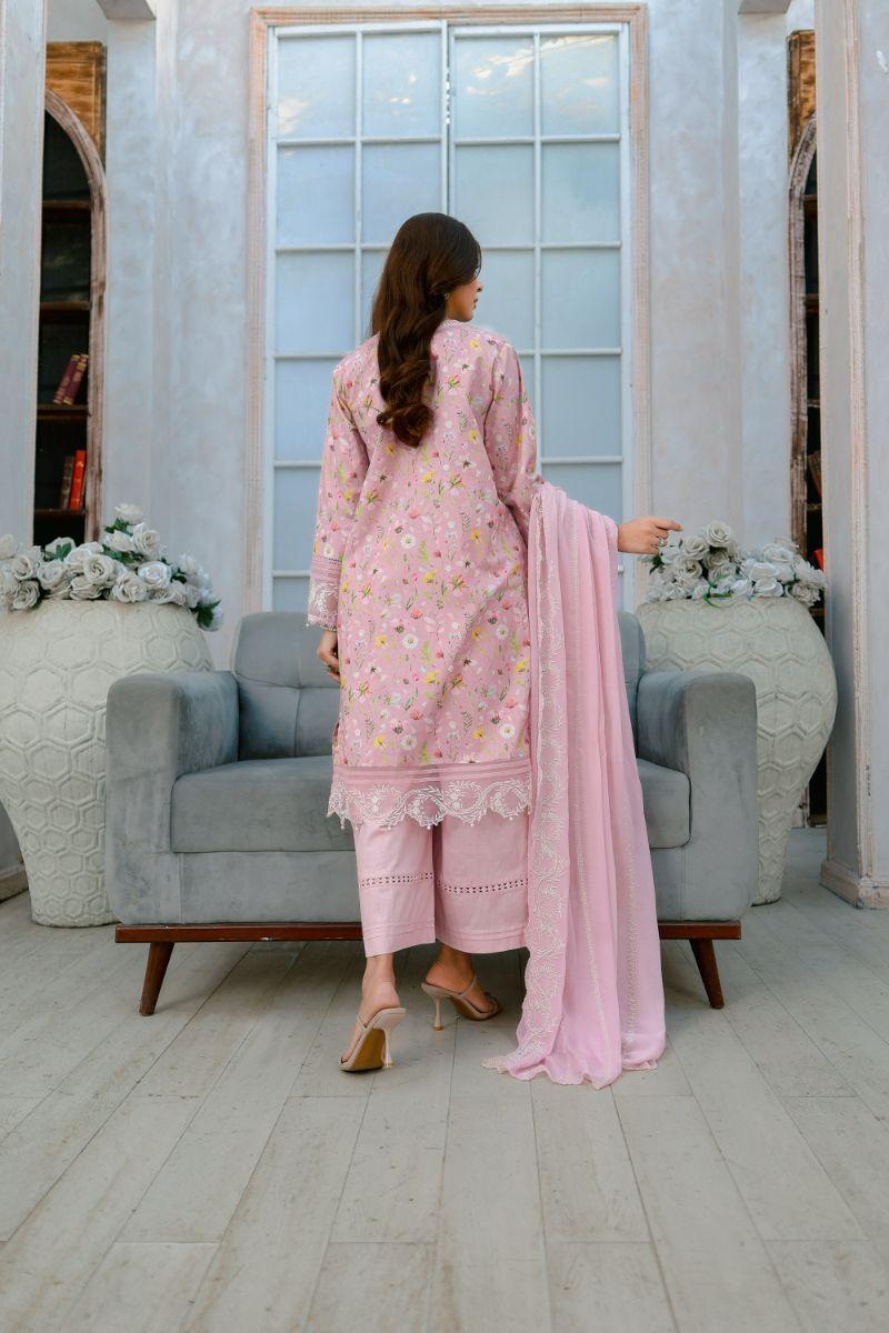 Reema Ahsan - Ayla  - Lawn & Chiffon - Pastel pink - 3 Piece