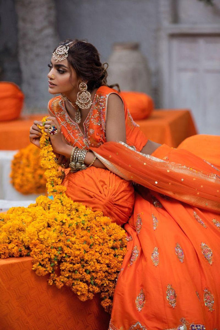 Zahra Ahmad - ST005 - Orange - Silk - 3 Piece