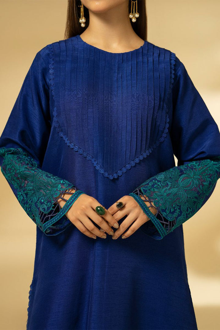 Fozia Khalid - Sapphire Elegance - Silk - Royal Blue - 3 Piece