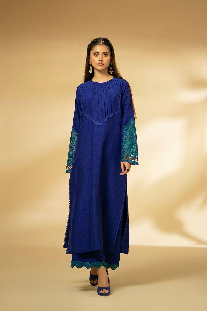 Fozia Khalid - Sapphire Elegance - Silk - Royal Blue - 3 Piece