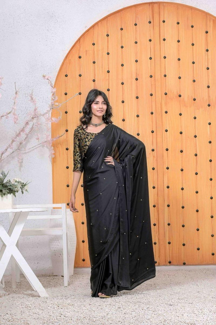 Ruby Couture - NISHA - Saree - 3 Piece - Cotton & Silk - Black - Studio by TCS