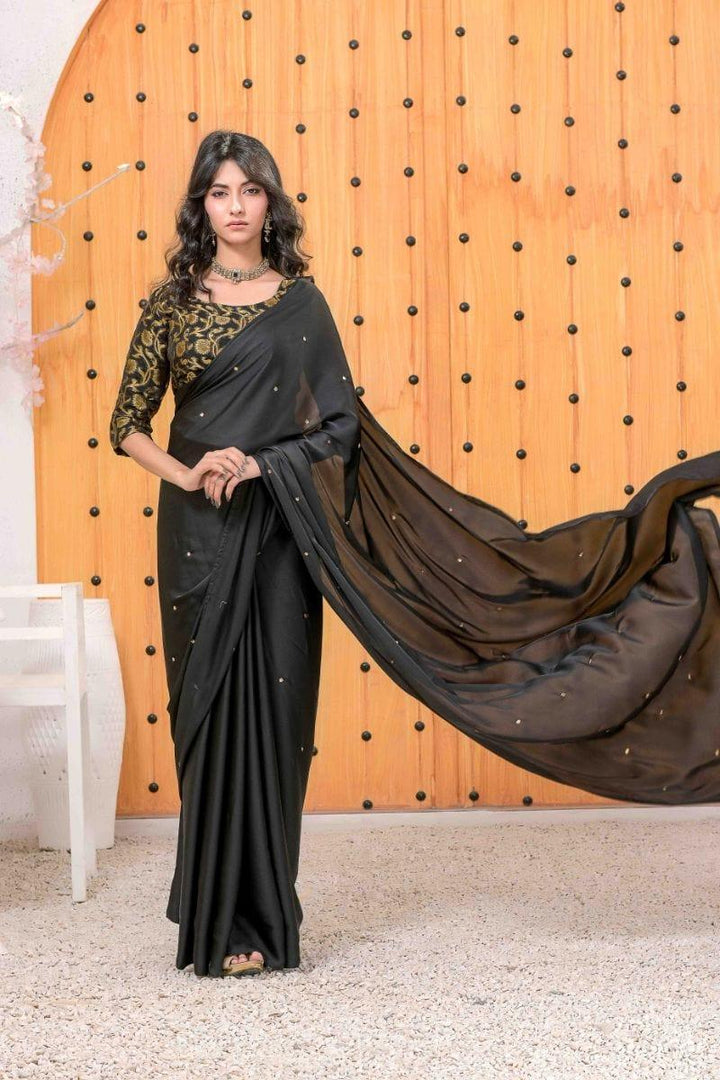 Ruby Couture - NISHA - Saree - 3 Piece - Cotton & Silk - Black - Studio by TCS