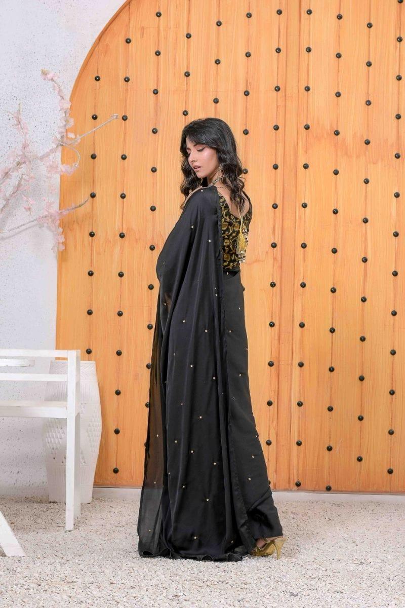 Ruby Couture - NISHA - Saree - 3 Piece - Cotton & Silk - Black - Studio by TCS