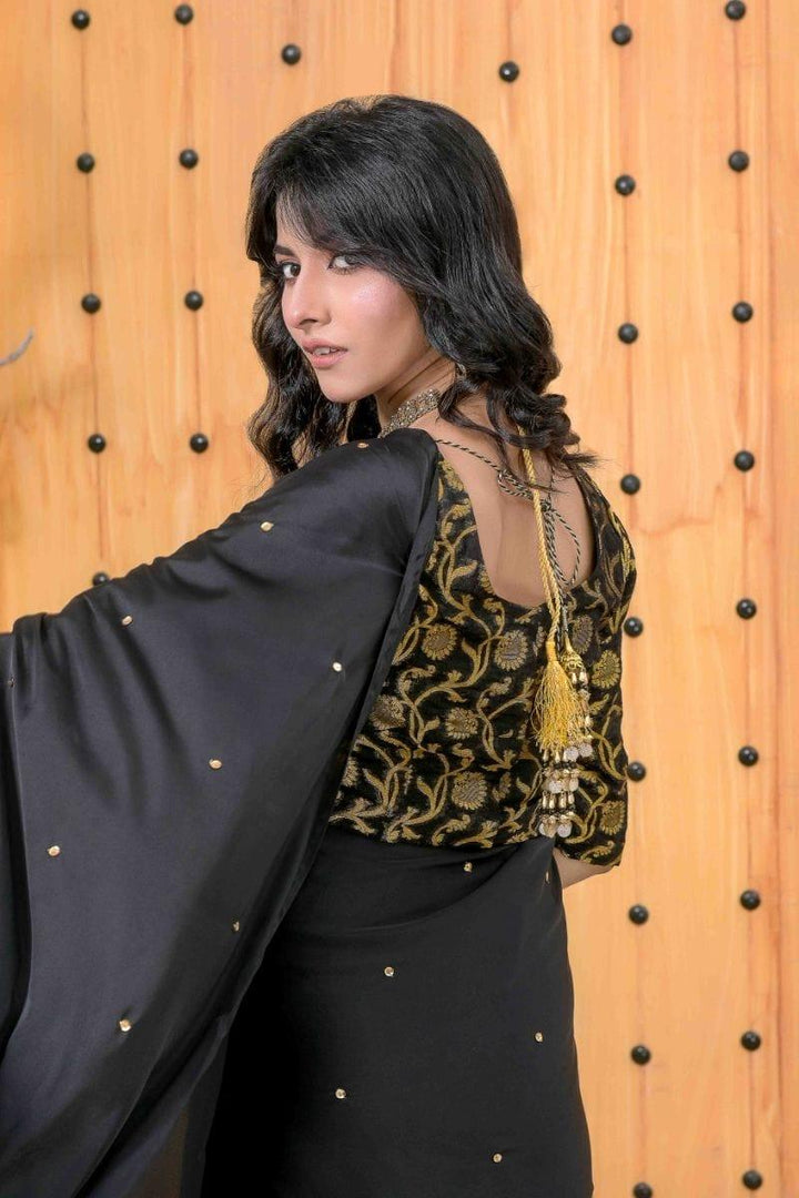 Ruby Couture - NISHA - Saree - 3 Piece - Cotton & Silk - Black - Studio by TCS