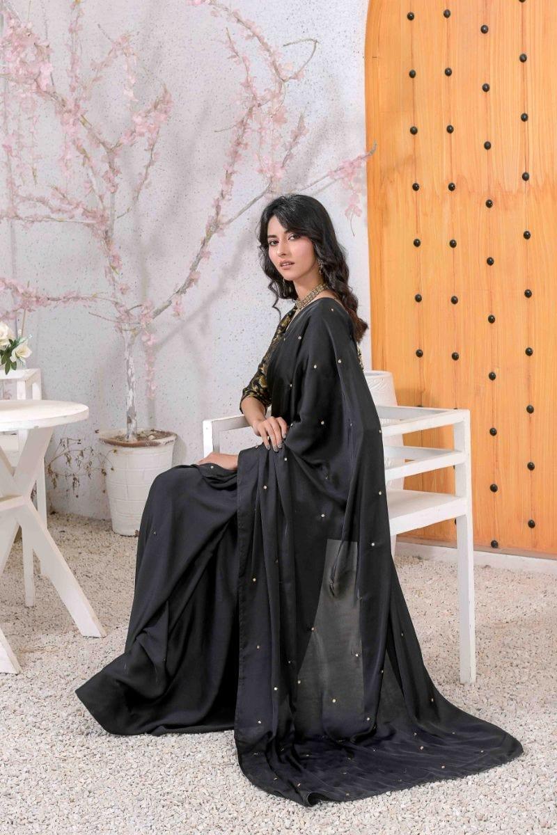 Ruby Couture - NISHA - Saree - 3 Piece - Cotton & Silk - Black - Studio by TCS