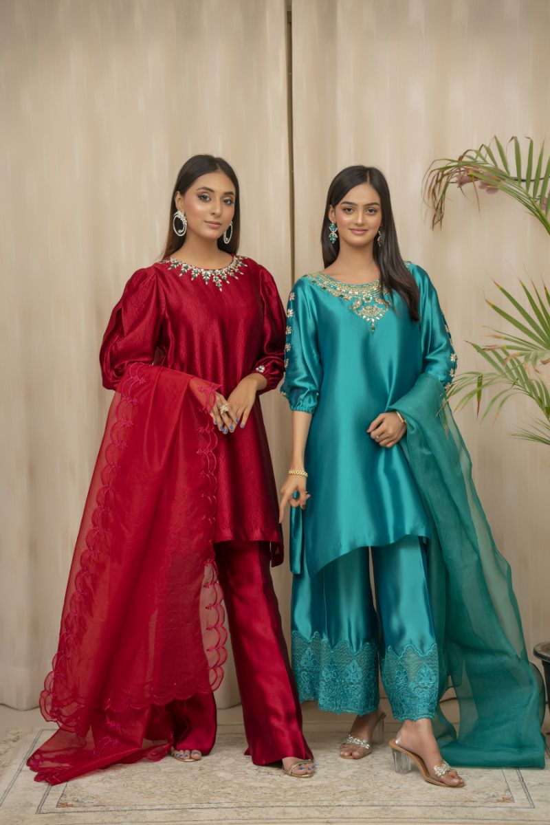 Sadia Aamir - Basar - SeaGreen - Sheesha Silk - 3 Piece