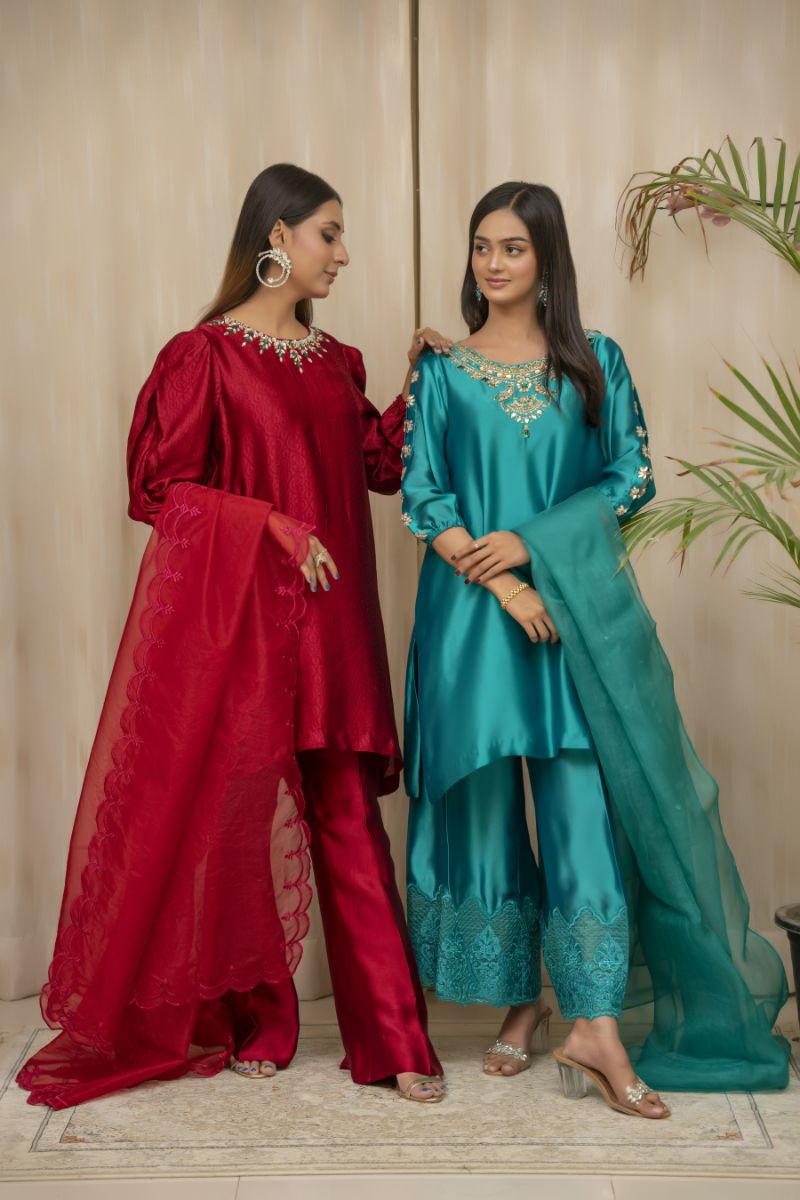 Sadia Aamir - Basar - SeaGreen - Sheesha Silk - 3 Piece