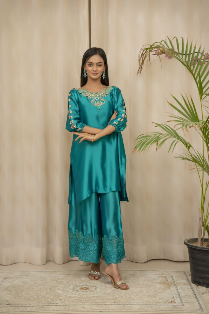 Sadia Aamir - Basar - SeaGreen - Sheesha Silk - 3 Piece