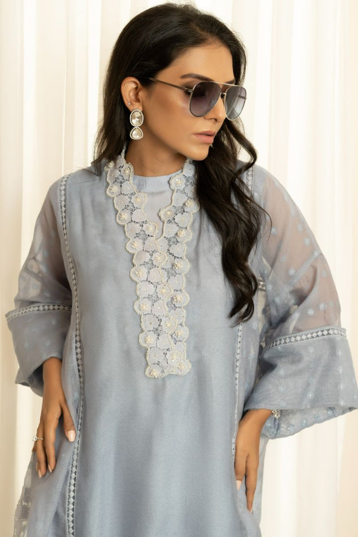 Insia Sohail - Blue Stone - cotton net - 3 Piece