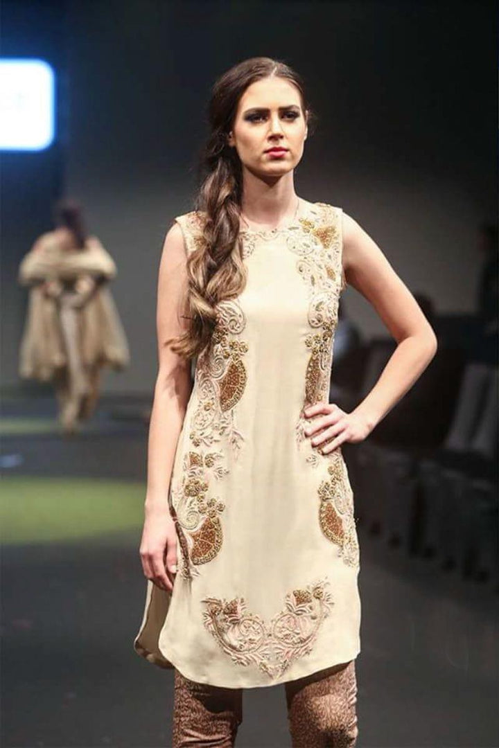 Sadia Aamir - de rose - Beige - Chiffon & Jamawar - 2 Piece - Studio by TCS