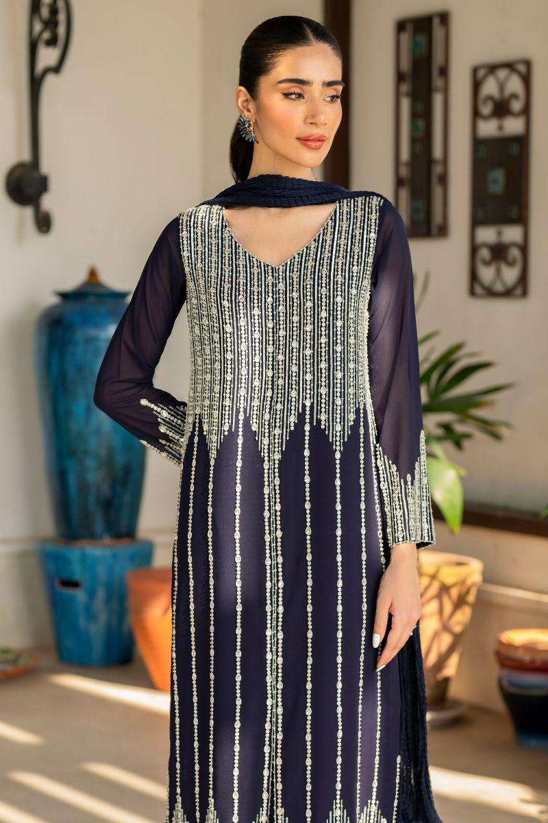 Natasha Kamal - Britt - navy - Georgette lined with crepe de chin - 3 Piece