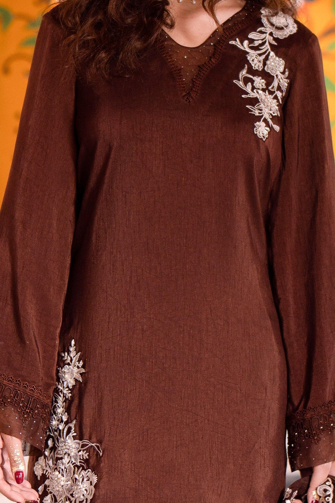 FOZIA KHALID - Raniya - silk - brown - 3 Piece